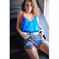 Silk Camisole, the Original, Magicblu - Fluorange