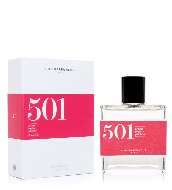 Eau de Parfum 501 "Gourmand" 
Praline, licorice, patchouli, 100ml BON PARFUMEUR