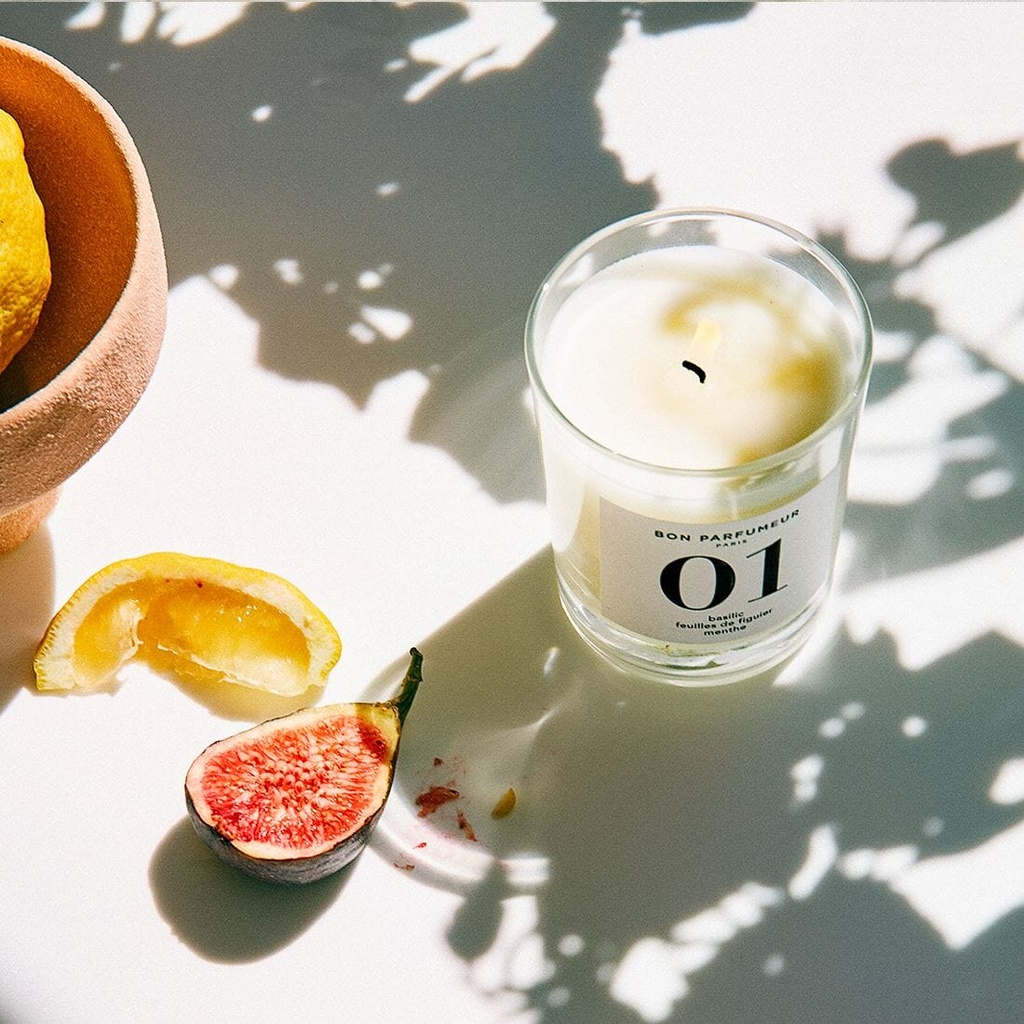 Scented Candle #01 Basil, fig leaves, mint 180gr - BON PARFUMEUR