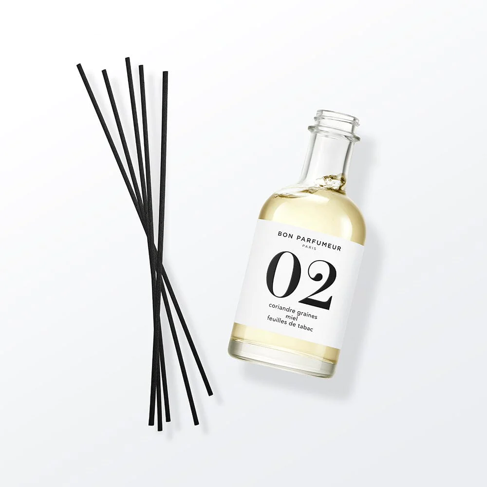 Home fragrance diffuser 02 WOODY Coriander seeds, honey, tobacco leaves 200 ml - BON PARFUMEUR