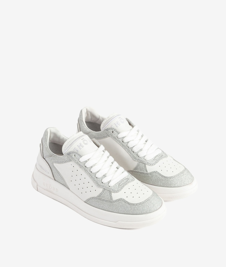 Tweener Low Woman - Leather/Glit White/Silver - GHOUD VENICE