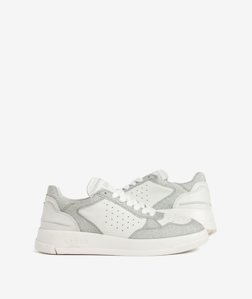 Tweener Low Woman - Leather/Glit White/Silver - GHOUD VENICE