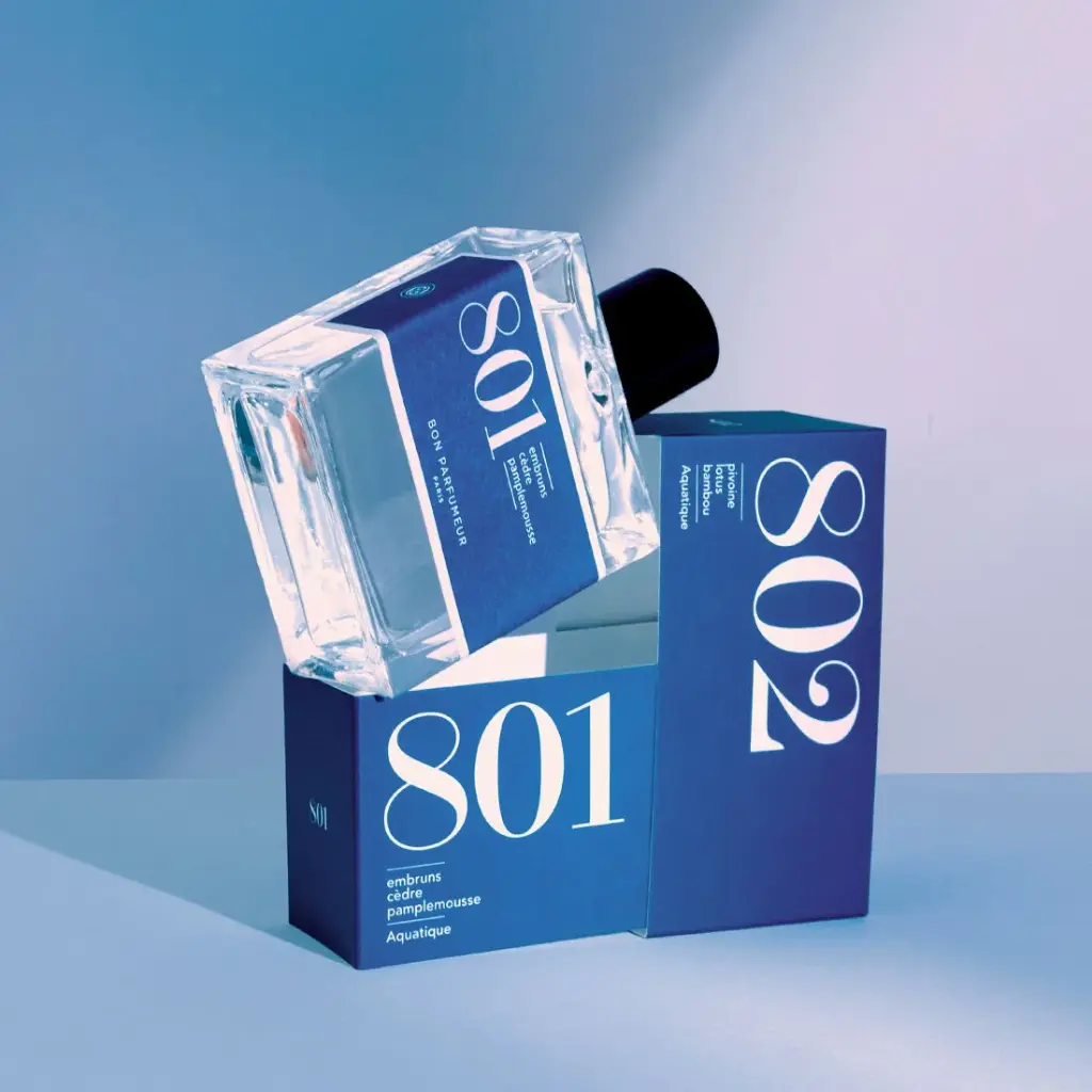 Eau de Parfum 801 "Aquatic" 
Sea spray, cedar, grapefruit, 100ml BON PARFUMEUR