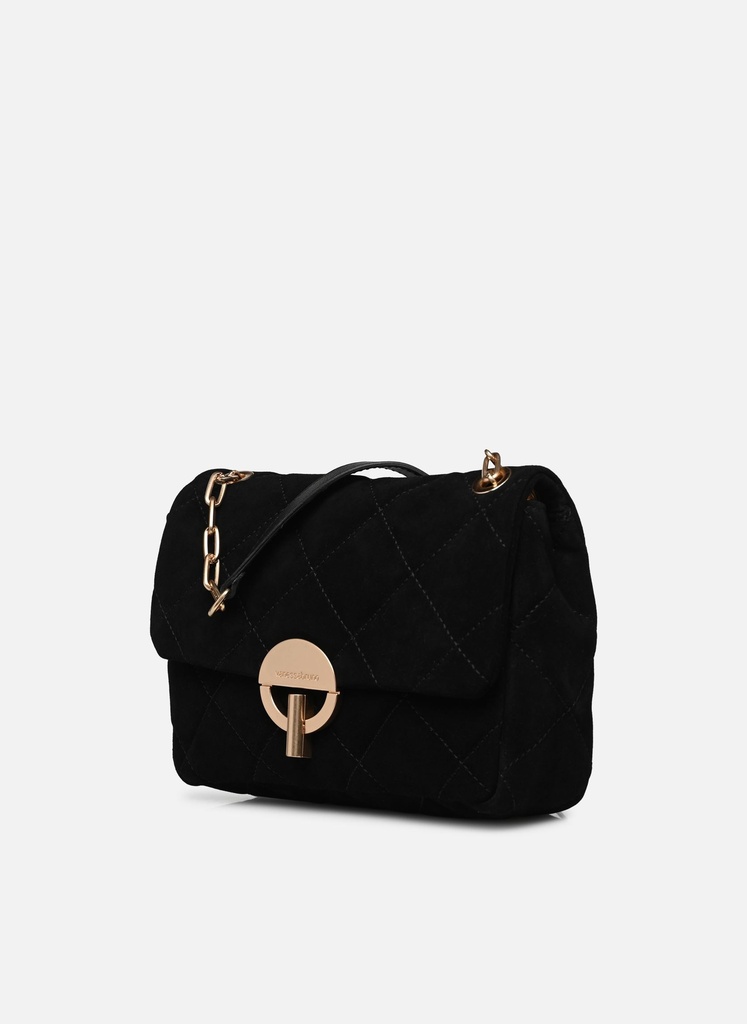 Suede MM Moon Bag Black