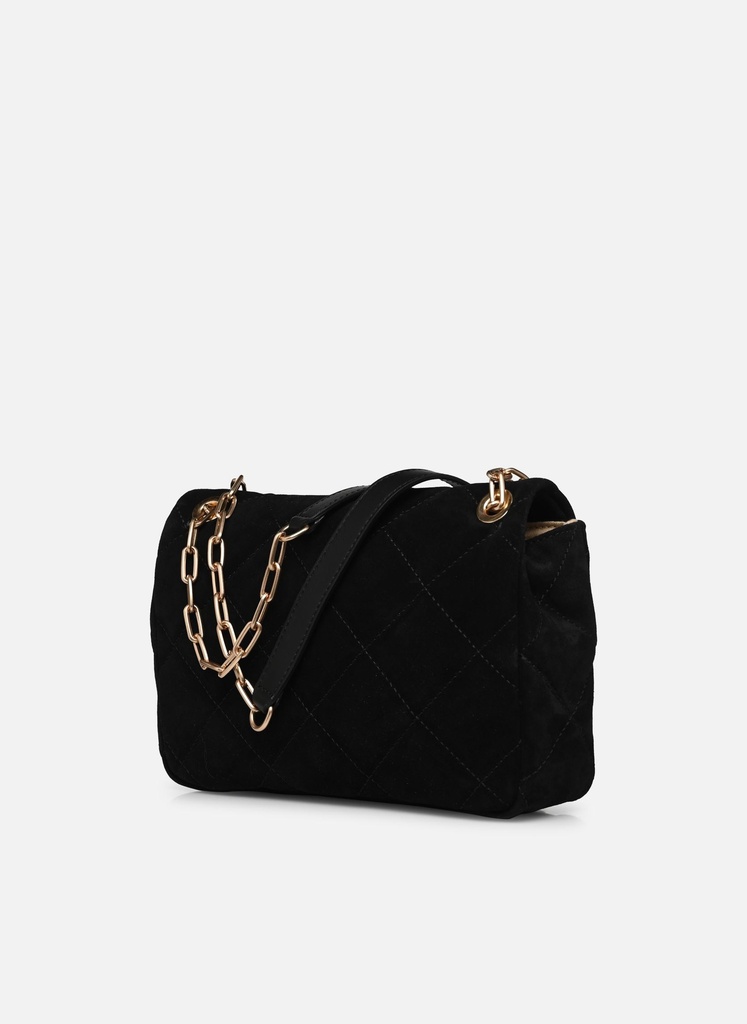 Suede MM Moon Bag Black