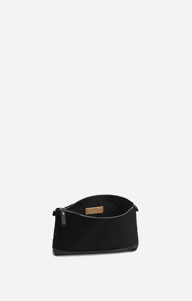 Zipped Clutch Canvas & Sequins Black