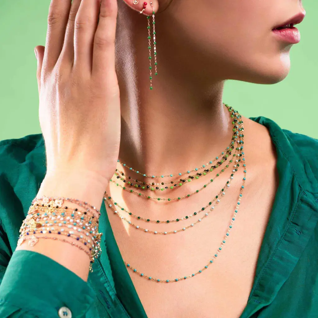 Classic Gigi Necklace 18ct Rose Gold JADE 50cm - GIGI CLOZEAU