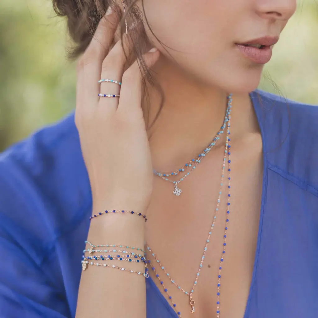 GIGI CLOZEAU Classic Gigi Necklace 18ct Rose Gold TURQUOISE 60cm