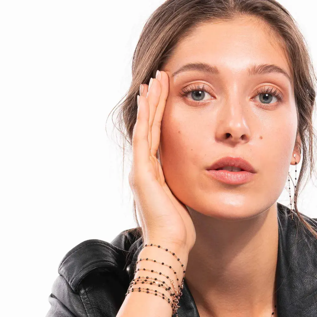 Classic Gigi Bracelet 18ct Rose Gold BLACK 17cm - GIGI CLOZEAU