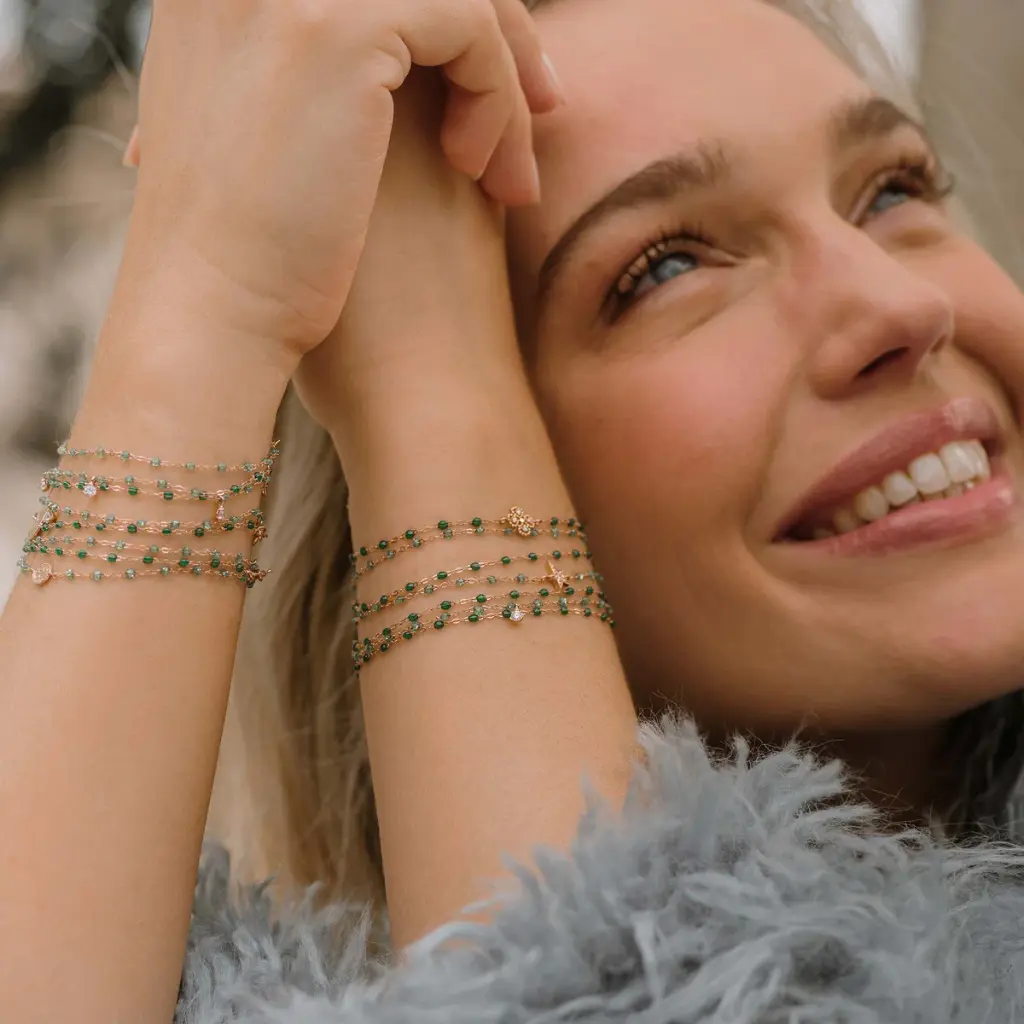 Classic Gigi Bracelet 18ct Rose Gold EMERALD 17cm - GIGI CLOZEAU