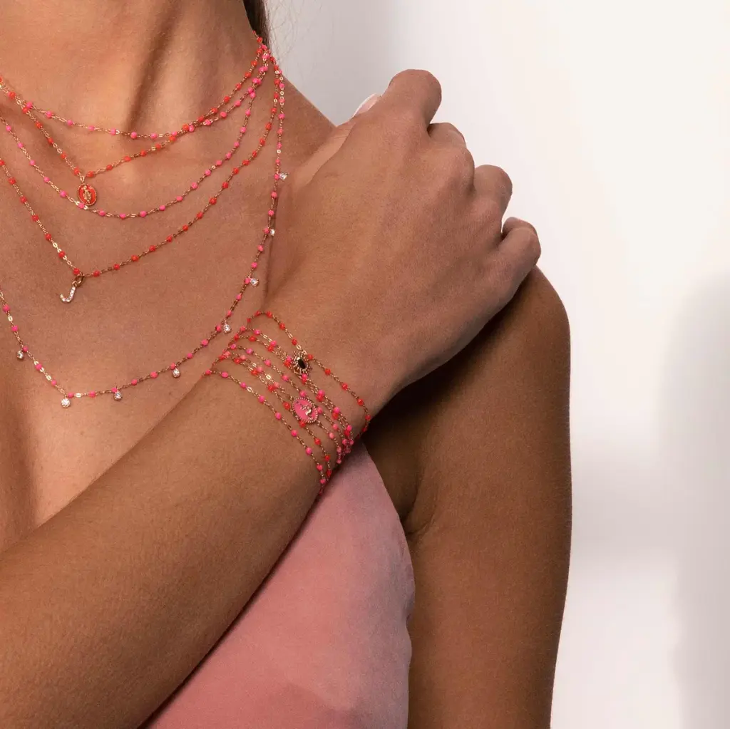 Classic Gigi Bracelet 18ct Rose Gold PINK 17cm - GIGI CLOZEAU 