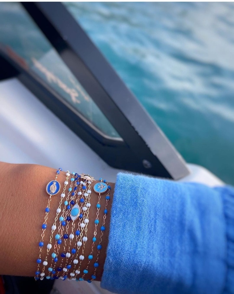 Classic Gigi Bracelet 18ct Rose Gold NEON BLUE 17cm - GIGI CLOZEAU
