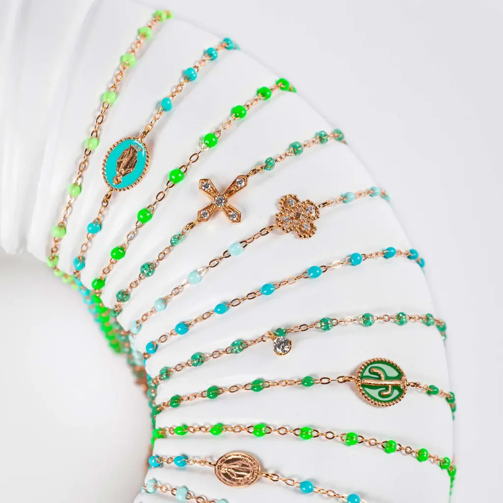 Classic Gigi Bracelet 18ct Rose Gold TURQ GREEN 17cm - GIGI CLOZEAU