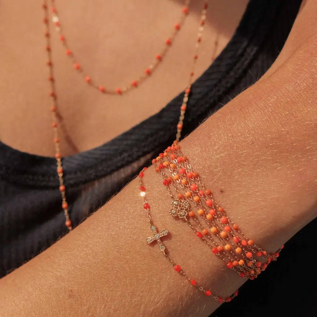 Classic Gigi Bracelet 18ct Rose Gold ORANGE 17cm - GIGI CLOZEAU