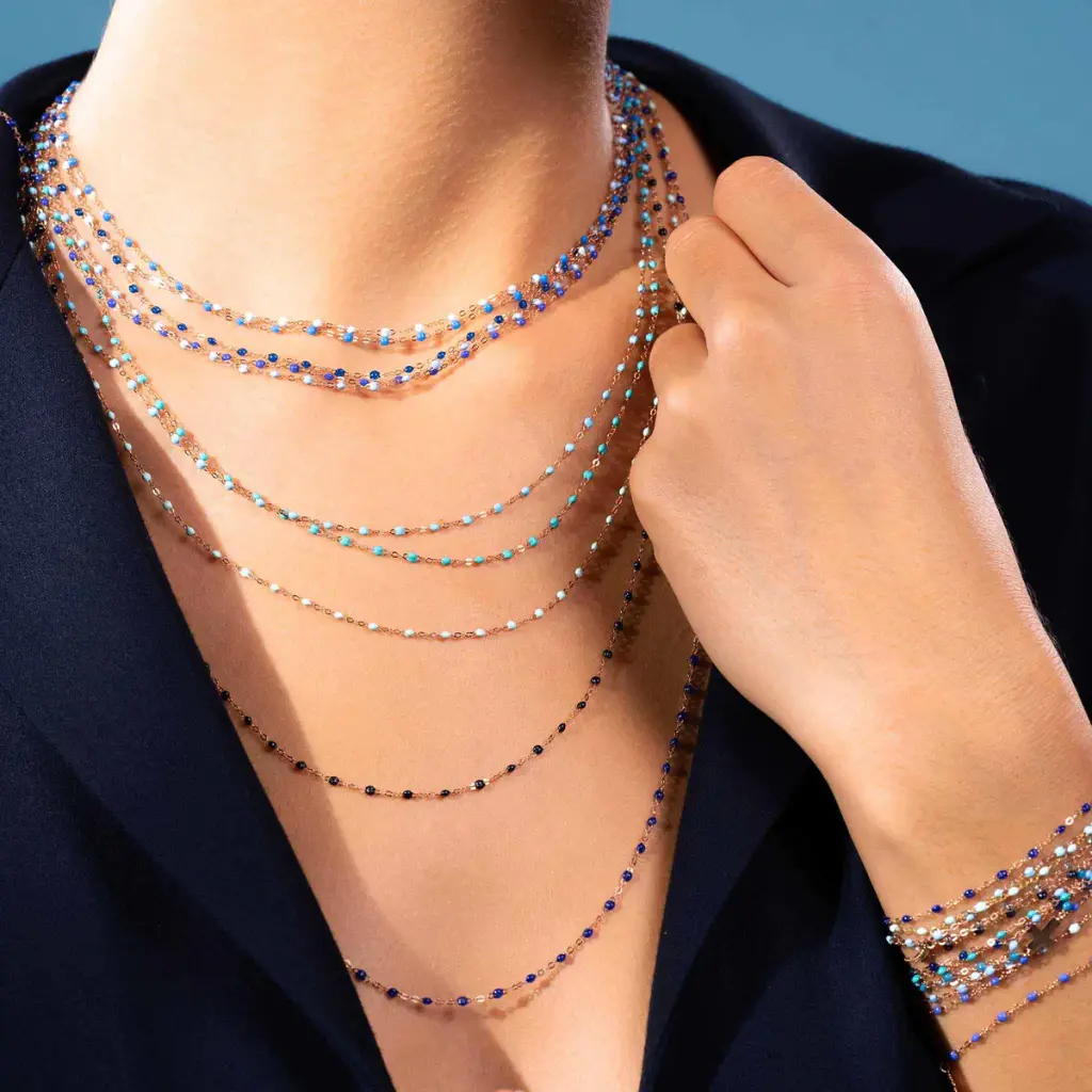 Classic Gigi Necklace 18ct Rose Gold LAPIS 42cm - GIGI CLOZEAU