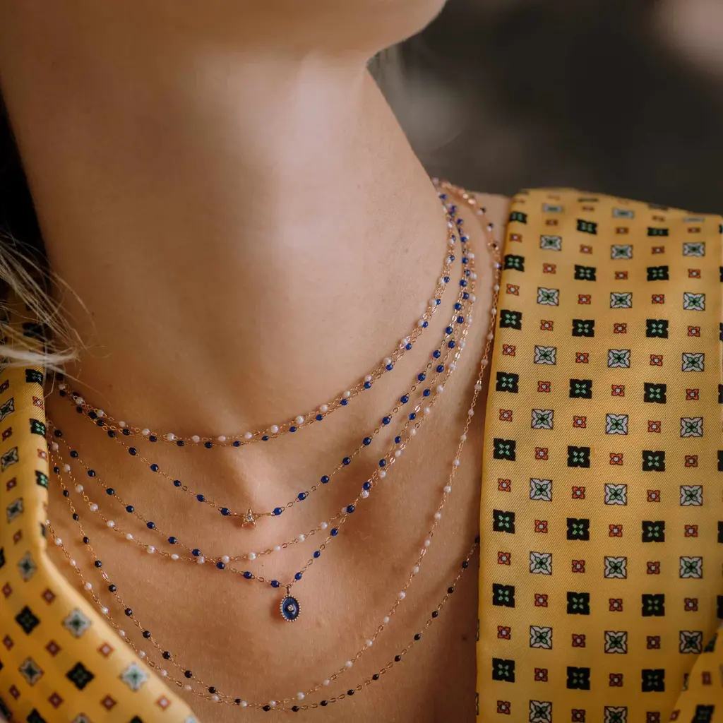 Classic Gigi Necklace 18ct Rose Gold LAPIS 42cm - GIGI CLOZEAU