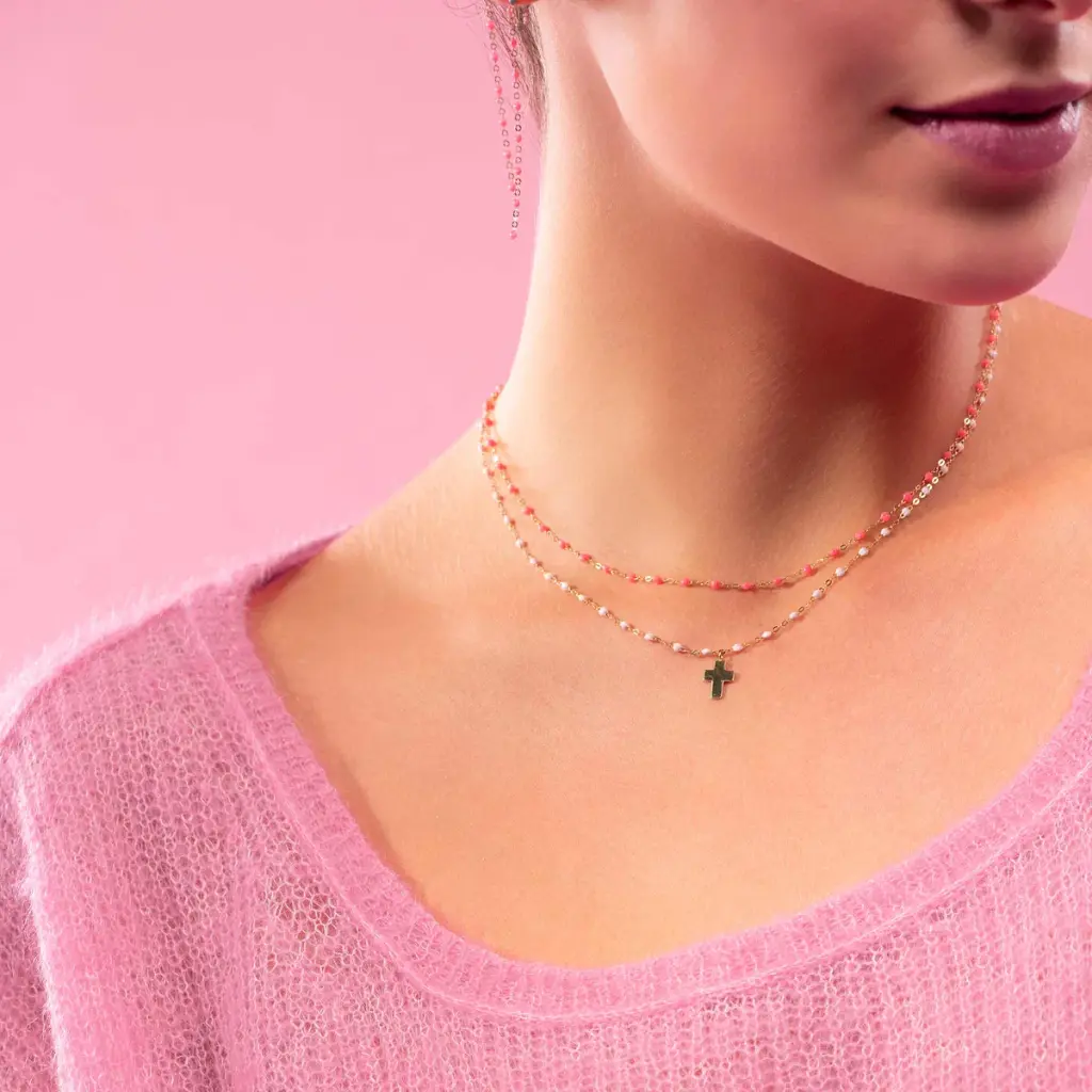 Classic Gigi Necklace 18ct Rose Gold NEON PINK 42cm - GIGI CLOZEAU