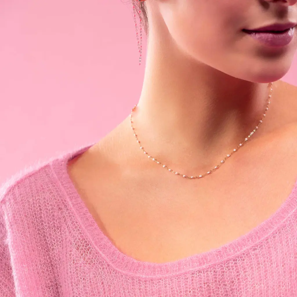 Classic Gigi Necklace 18ct Rose Gold BABY PINK 42cm - GIGI CLOZEAU