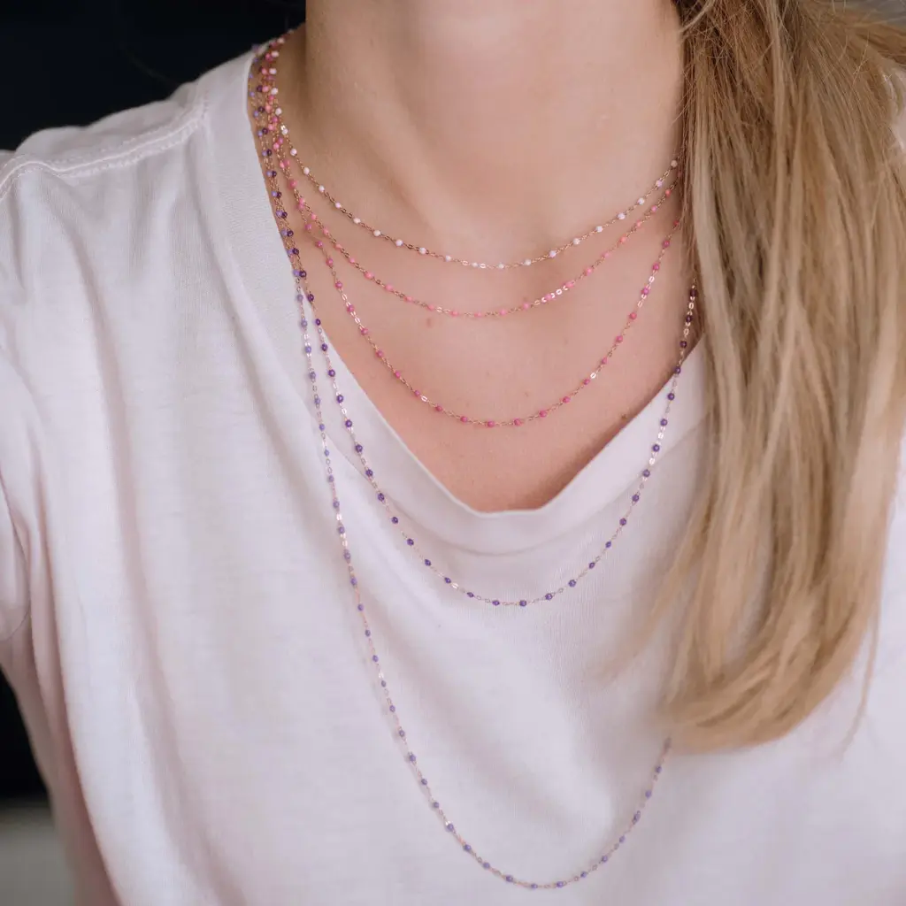 Classic Gigi Necklace 18ct Rose Gold BABY PINK 42cm - GIGI CLOZEAU