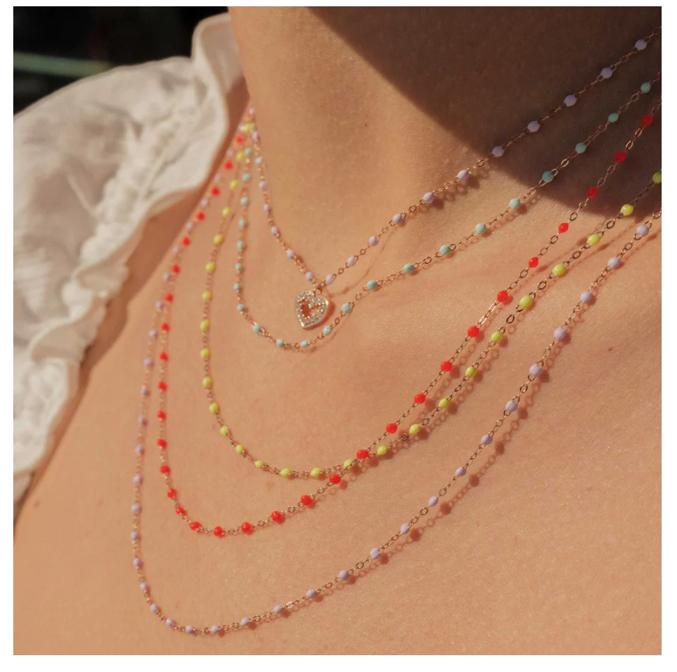 Classic Gigi Necklace 18ct Rose Gold JADE 42cm - GIGI CLOZEAU