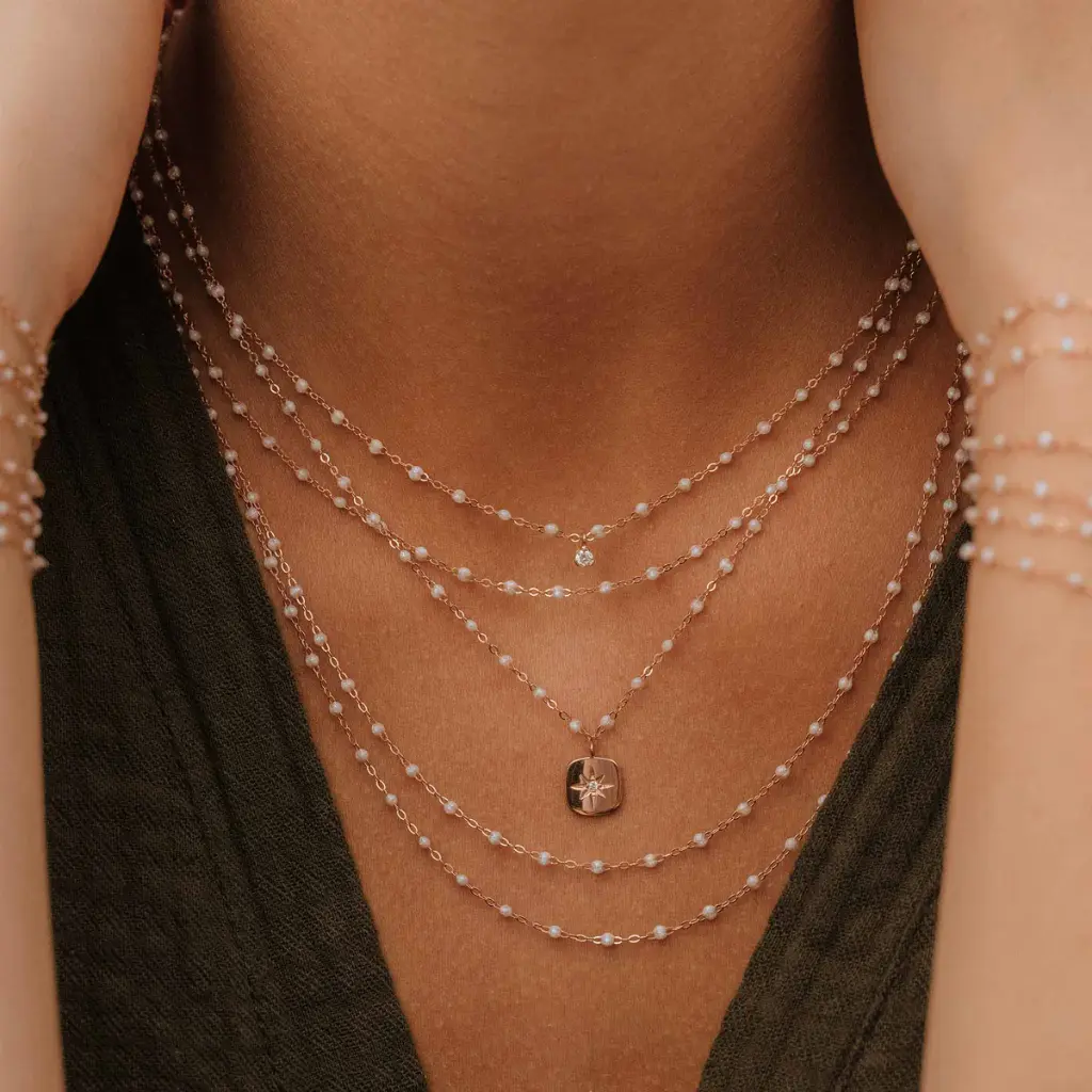 Classic Gigi Necklace 18ct Rose Gold OPAL 42cm - GIGI CLOZEAU