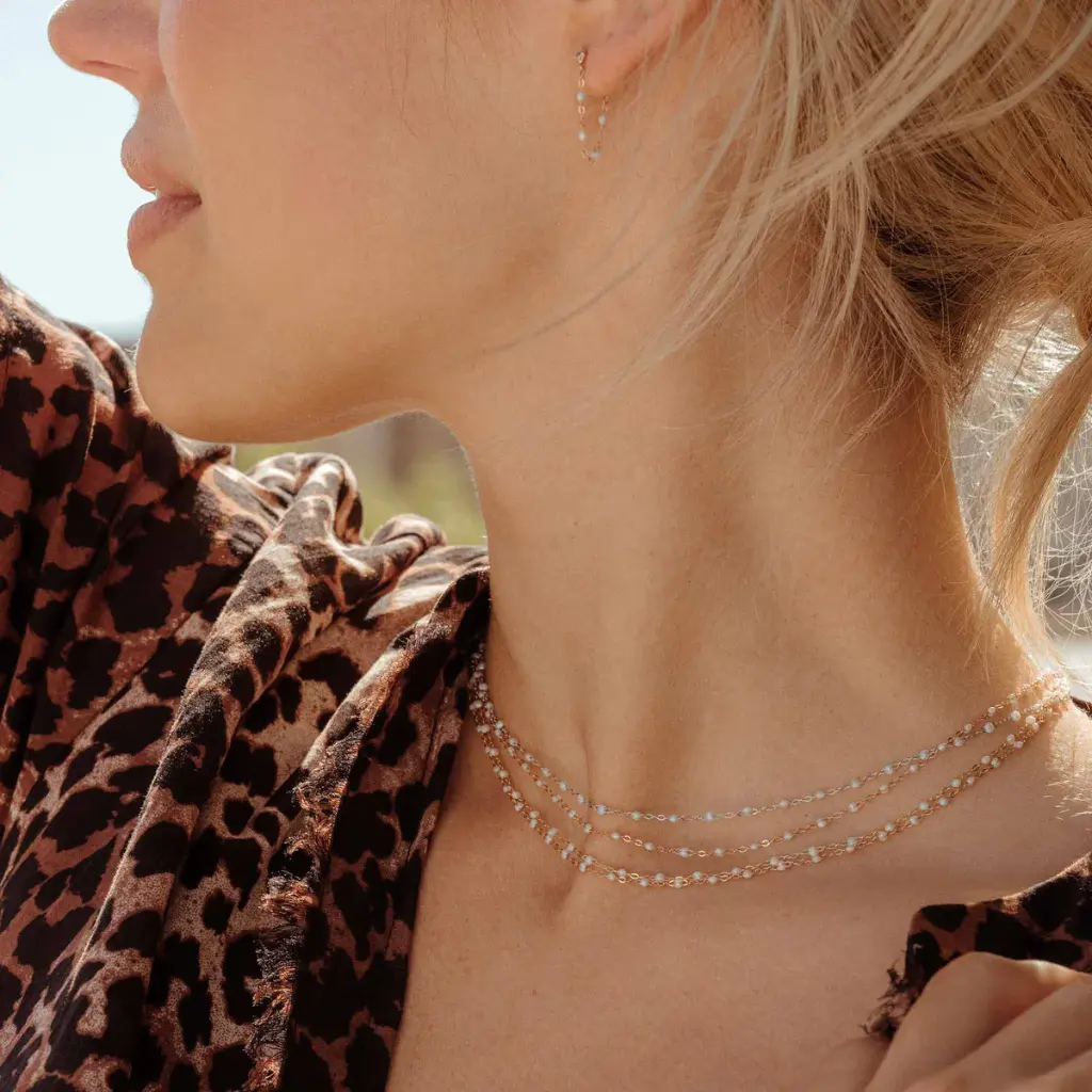 Classic Gigi Necklace 18ct Rose Gold OPAL 42cm - GIGI CLOZEAU