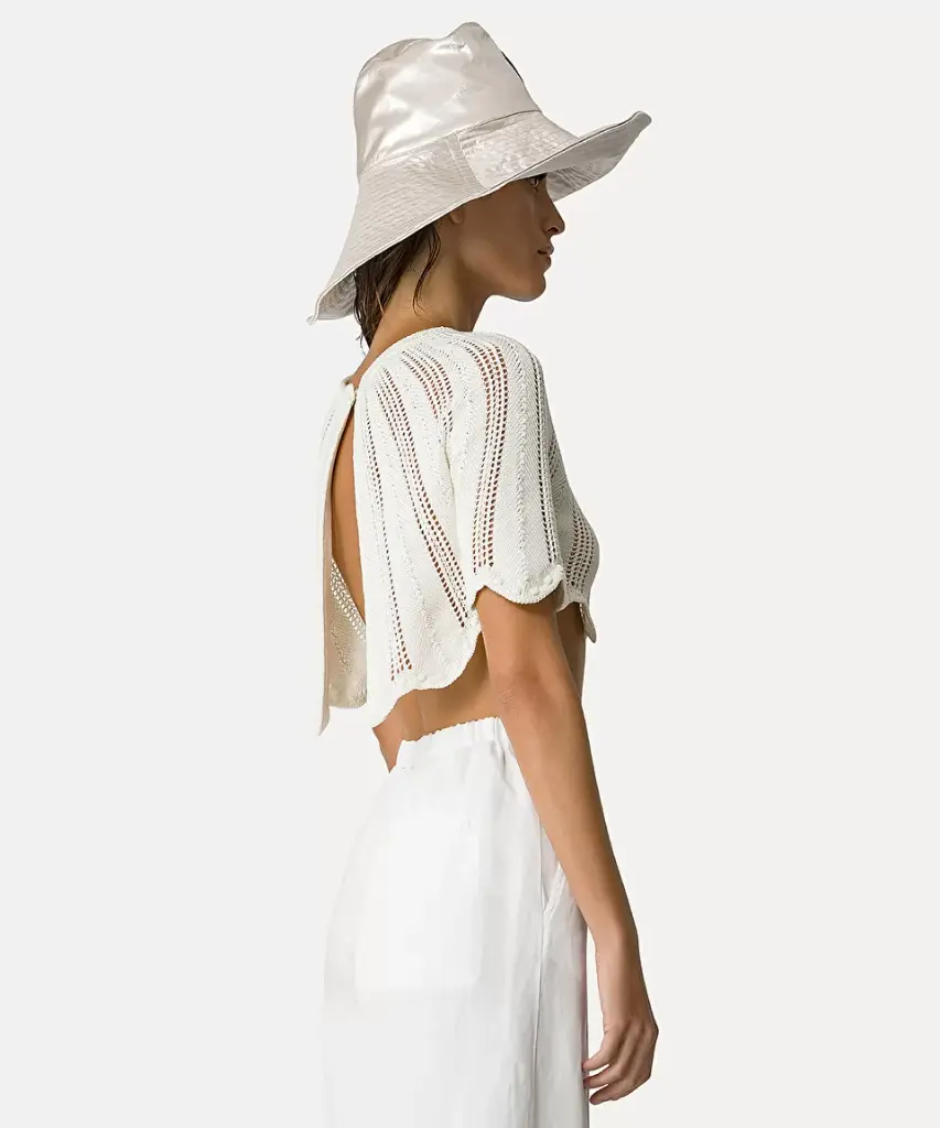 Cape–style top in mercerised crocheted cotton - FORTE FORTE