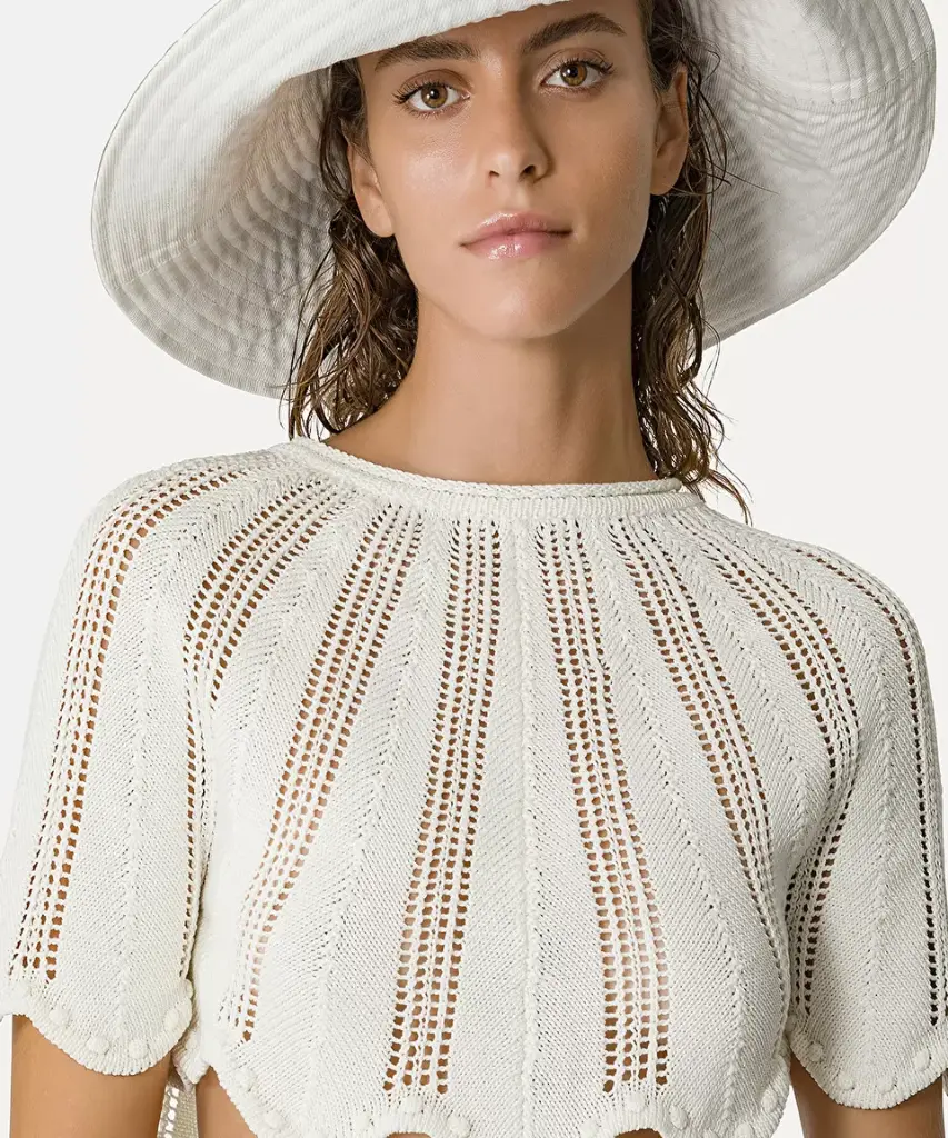 Cape–style top in mercerised crocheted cotton - FORTE FORTE