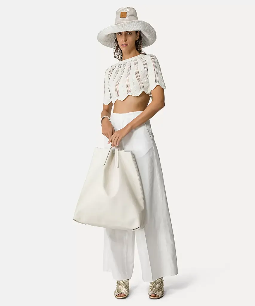 Cape–style top in mercerised crocheted cotton - FORTE FORTE
