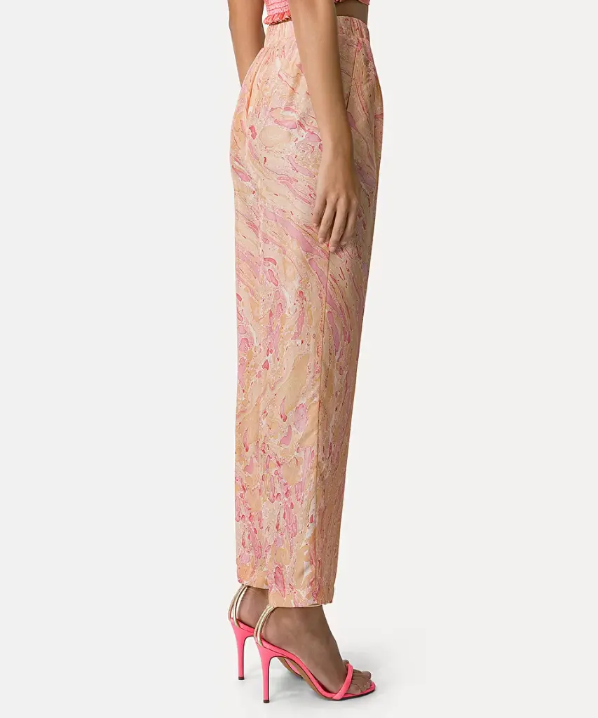 Trousers in “marbeling” habotai silk - FORTE FORTE