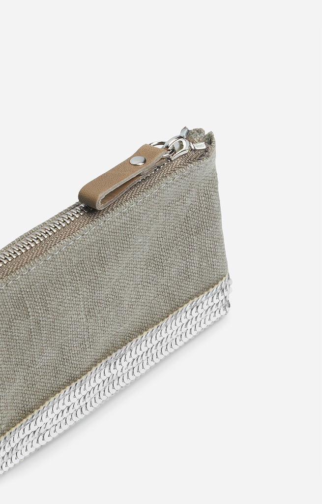 Zipped Cluth Small Grey - Canvas & Sequins - Vanessa Bruno 