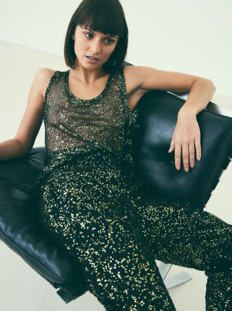 MARCEL top, sequin on tulle, gold - MARTIN MARTIN