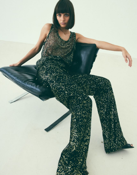 MARCEL top, sequin on tulle, gold - MARTIN MARTIN