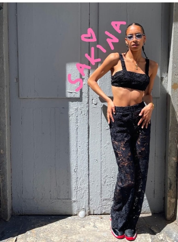 JIM Pants, black dentelle - MARTIN MARTIN