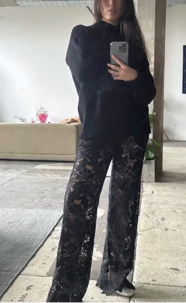 JIM Pants, black dentelle - MARTIN MARTIN
