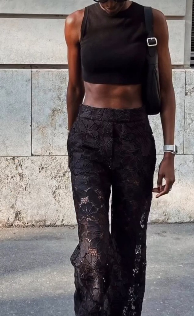 JIM Pants, black dentelle - MARTIN MARTIN