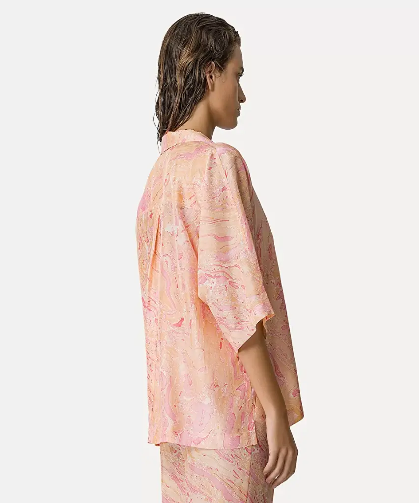 Half–sleeve shirt in “marbeling” habotai silk - FORTE FORTE