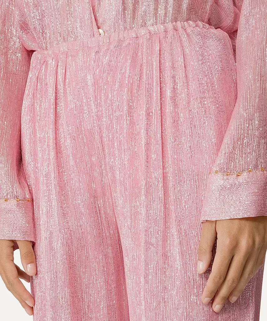 Pyjama trousers in silk chiffon and lurex with beadwork - FORTE FORTE