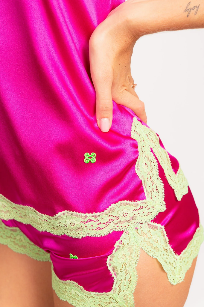 Silk Boxer Shorts Pétunia-Summergreen VANNINA VESPERINI