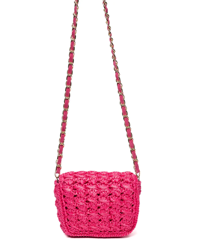 Mini Lucrezia Raffia Bag Hot Pink - Bidinis Bags 