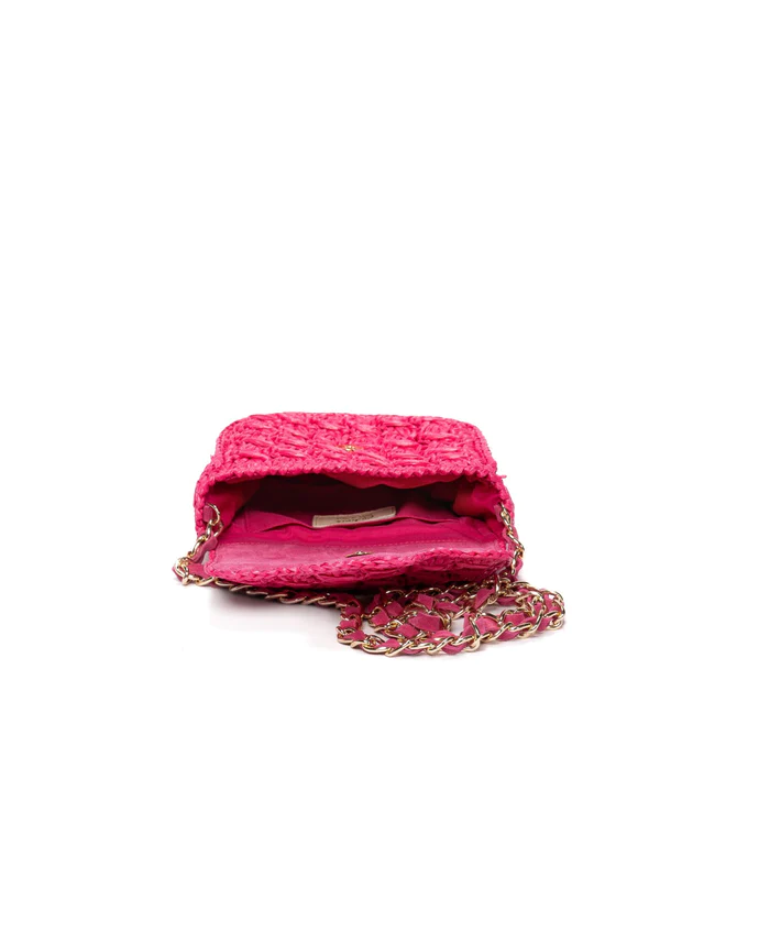 Mini Lucrezia Raffia Bag Hot Pink - Bidinis Bags 