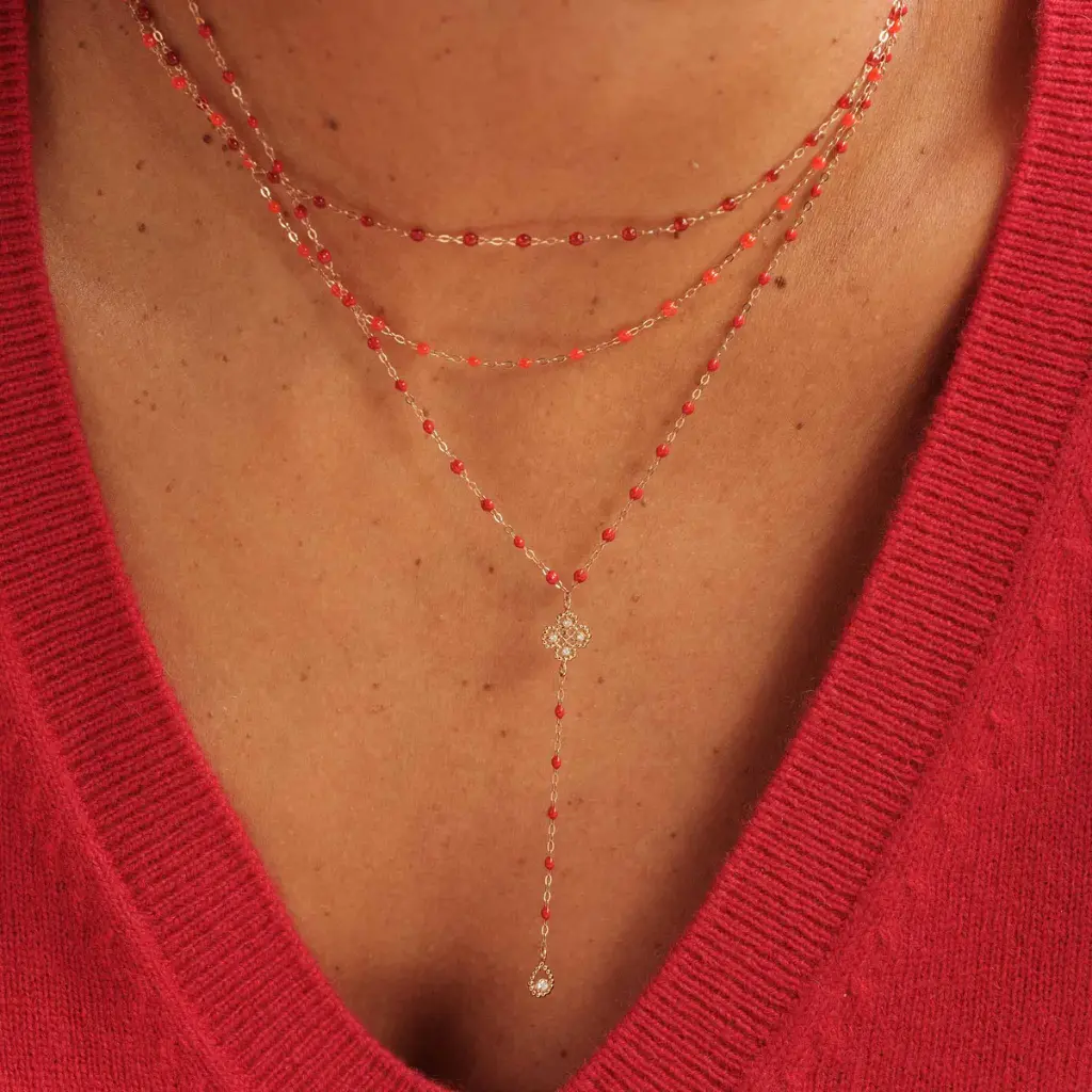 Classic Gigi RED RUBY Necklace 18ct Rose Gold 42cm - GIGI CLOZEAU
