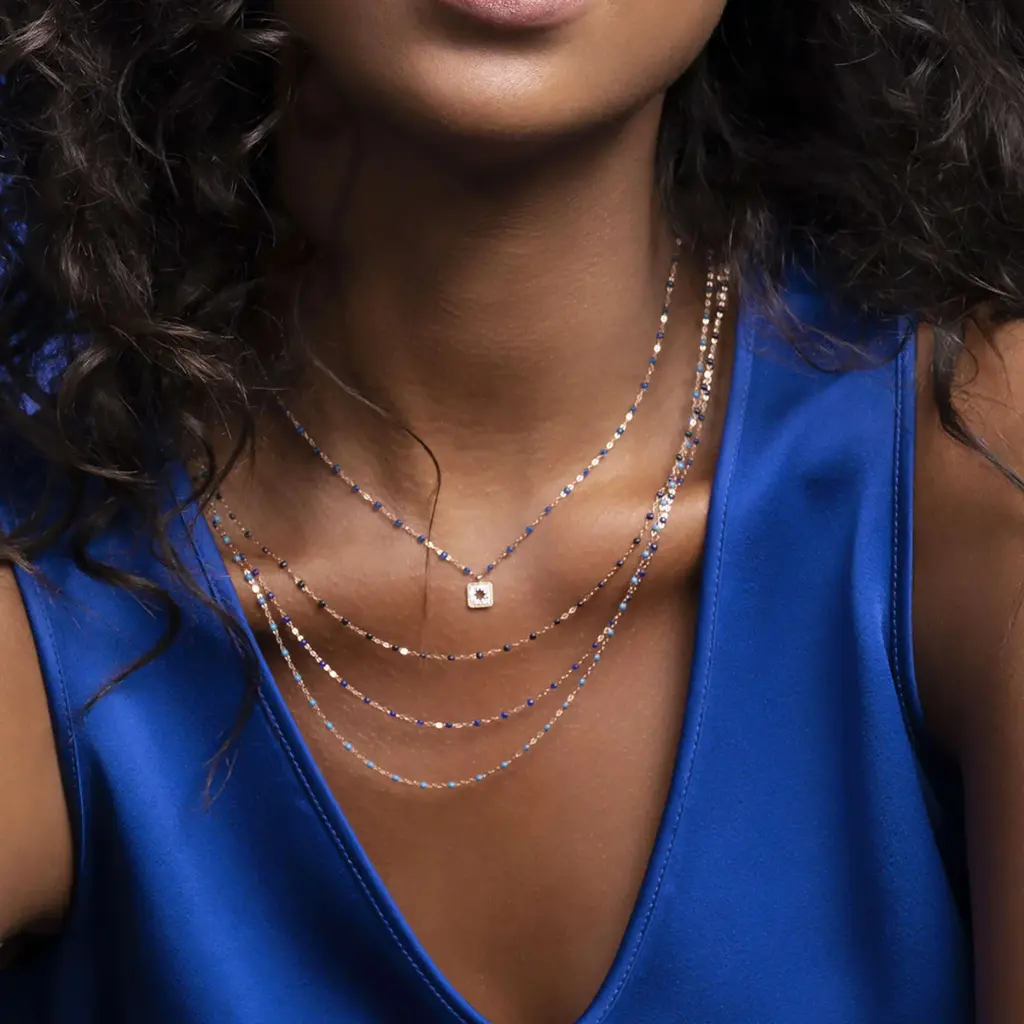 Classic Gigi LAPIS BLUE Necklace 18ct Rose Gold 45cm - GIGI CLOZEAU