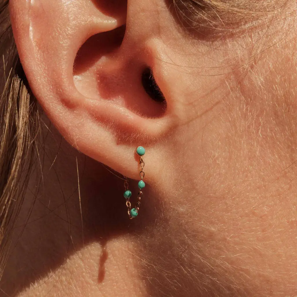 Classic Gigi Turquoise Green Earrings 18 ct Rose Gold - GIGI CLOZEAU 