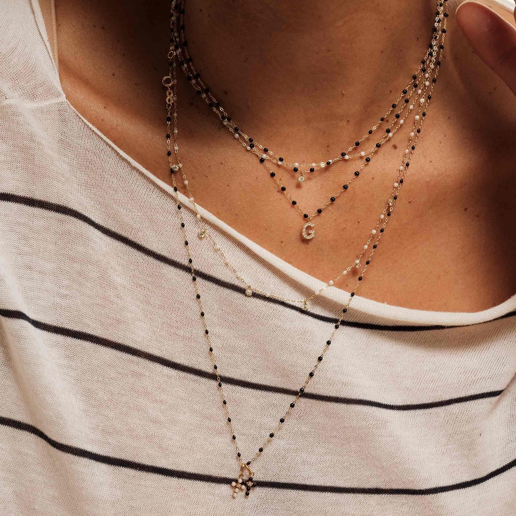 Gigi Supreme BLACK, 1 Diamond Necklace 18ct Rose Gold  42cm - GIGI CLOZEAU
