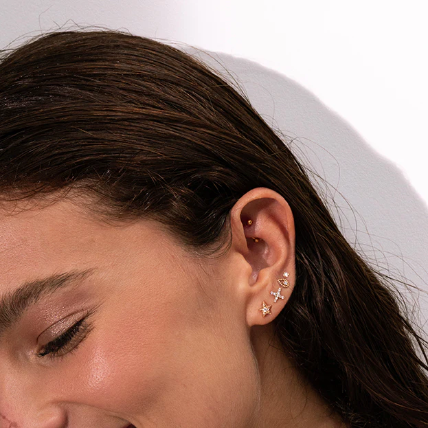 Lucky Lotus Diamond Earrings 18ct Rose Gold - GIGI CLOZEAU 