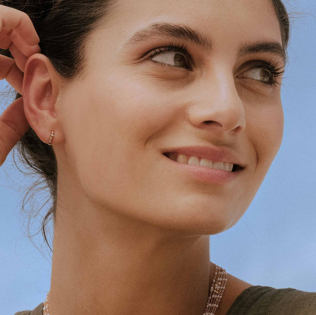 Lucky Diamond Hoops Earrings 18ct Rose Gold - GIGI CLOZEAU