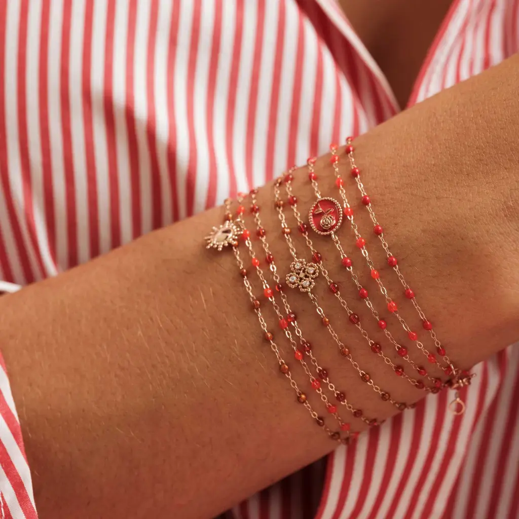 Classic Gigi RED RUBY Bracelet 18ct Rose Gold 17cm - GIGI CLOZEAU