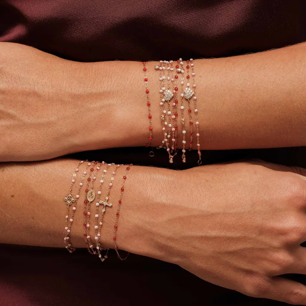 Classic Gigi RED RUBY Bracelet 18ct Rose Gold 17cm - GIGI CLOZEAU