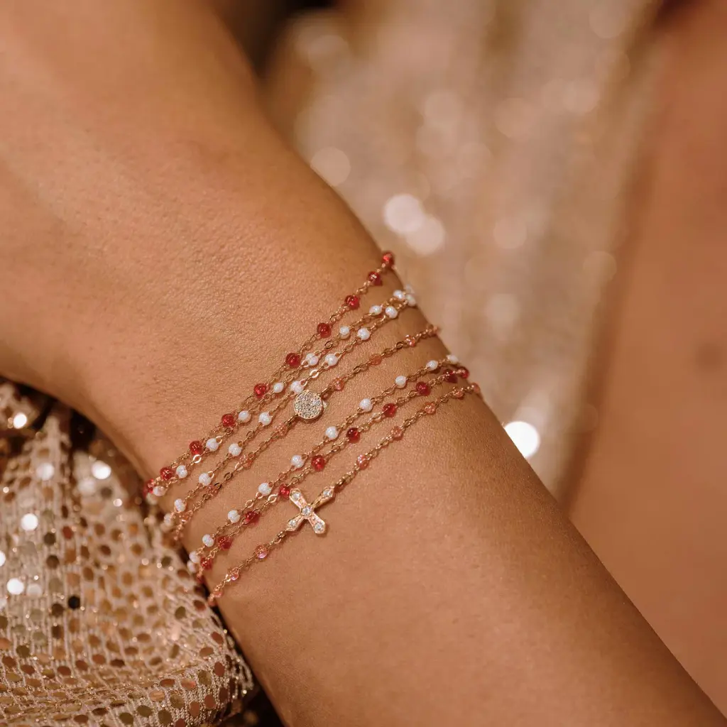 Classic Gigi RED RUBY Bracelet 18ct Rose Gold 17cm - GIGI CLOZEAU